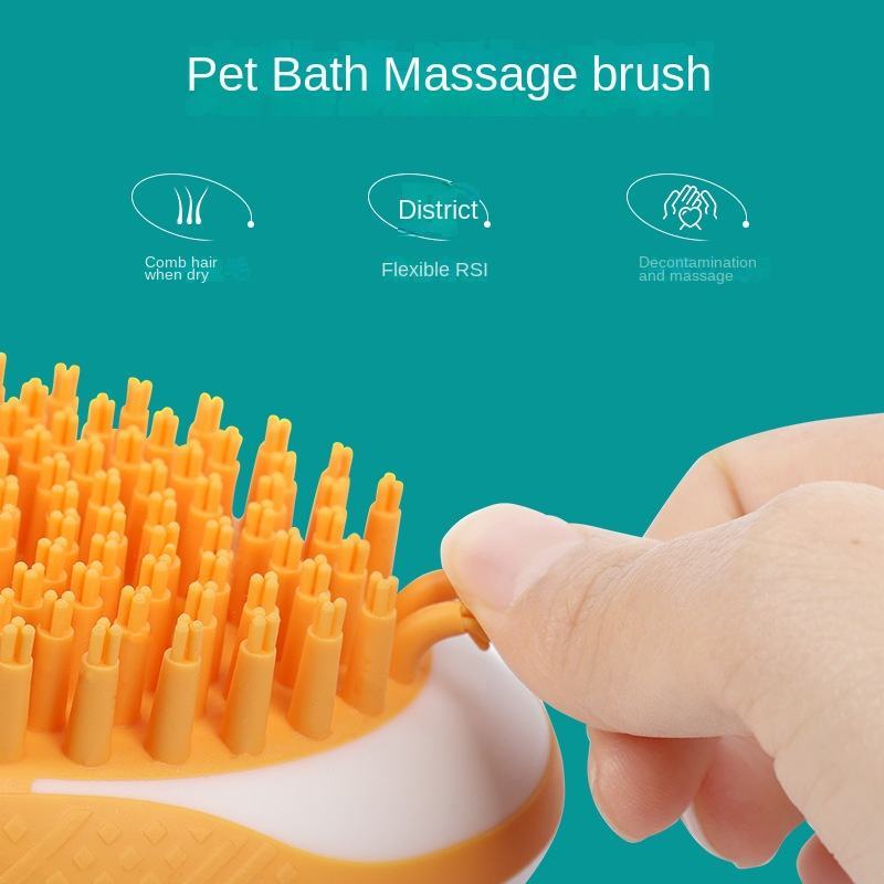 Dog Cat Bath Brush 2-in-1 Pet SPA Massage Comb Soft Silicone Pets Shower Hair Grooming Cmob Dog Cleaning Tool Pet Products - Steellady