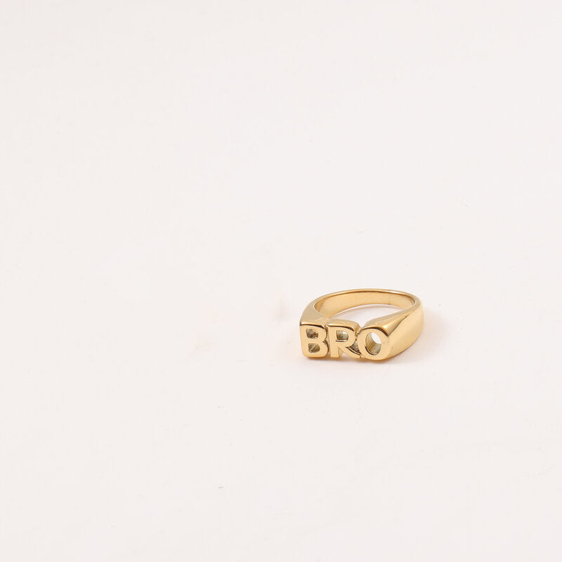 Letter Seal Titanium Steel Plating 18K Gold Ring - Steellady