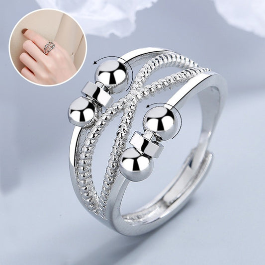 Rotatable Ring With Open Design Fashion Double-layered Hollow Line Anxiety Relief Rings For Women - Steellady