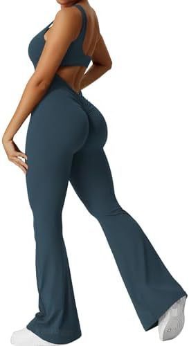 Women Sleeveless Flare Jumpsuits Fitness Yoga Long Pants - Steellady