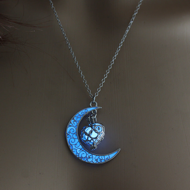 Glowing Pendant Necklaces Silver Plated Chain Necklaces - Steellady