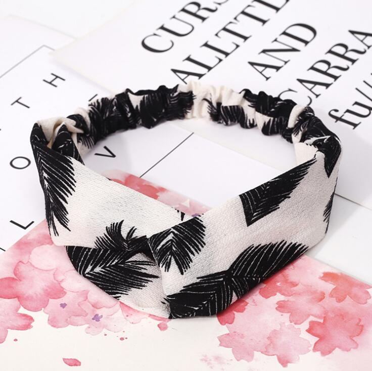 Women Retro Style Hairband floral Print Headband Cross - Steellady