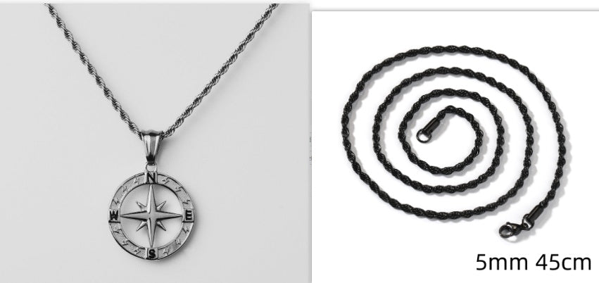 Stainless Steel Compass Circular Necklace - Steellady