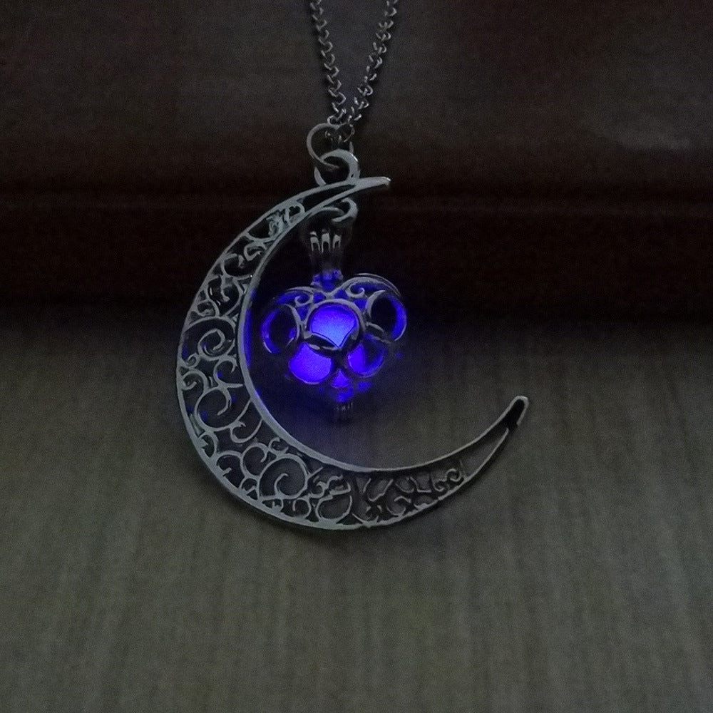 Glowing Pendant Necklaces Silver Plated Chain Necklaces - Steellady