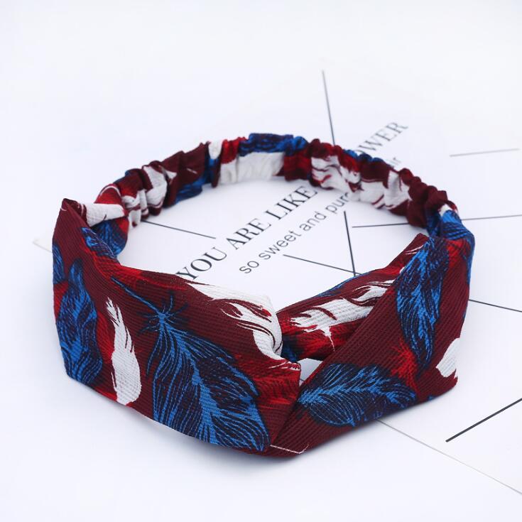 Women Retro Style Hairband floral Print Headband Cross - Steellady