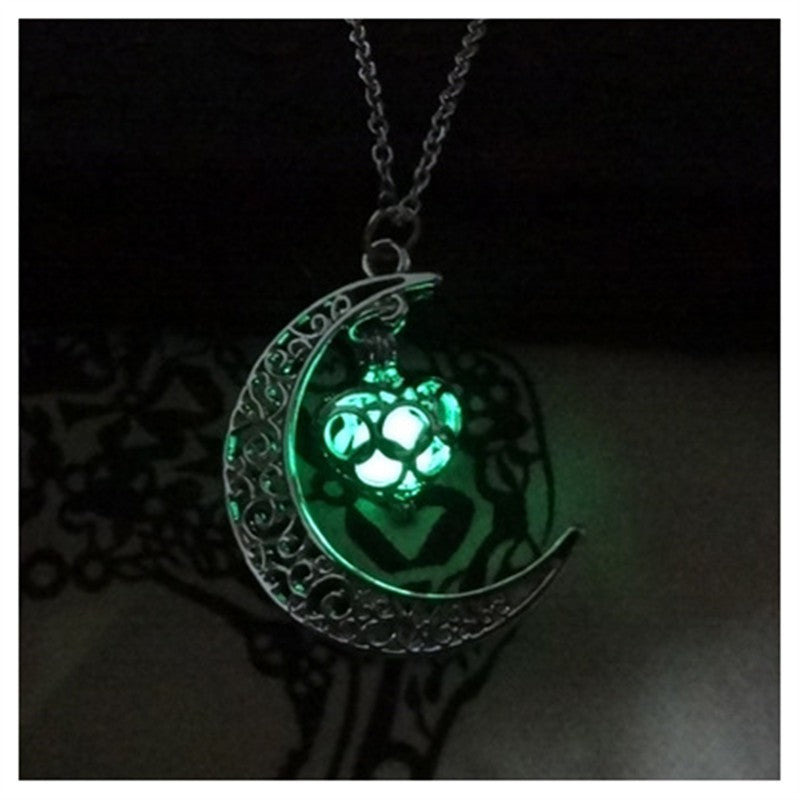 Glowing Pendant Necklaces Silver Plated Chain Necklaces - Steellady