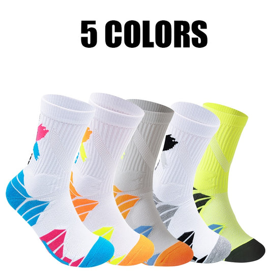 5 Pairs For Men Compression Running Socks Athletic Socks With Cushion Basketball Sport Socks Anti-odor And Anti-slip For Running Fitness Hiking And Cycling - Steellady