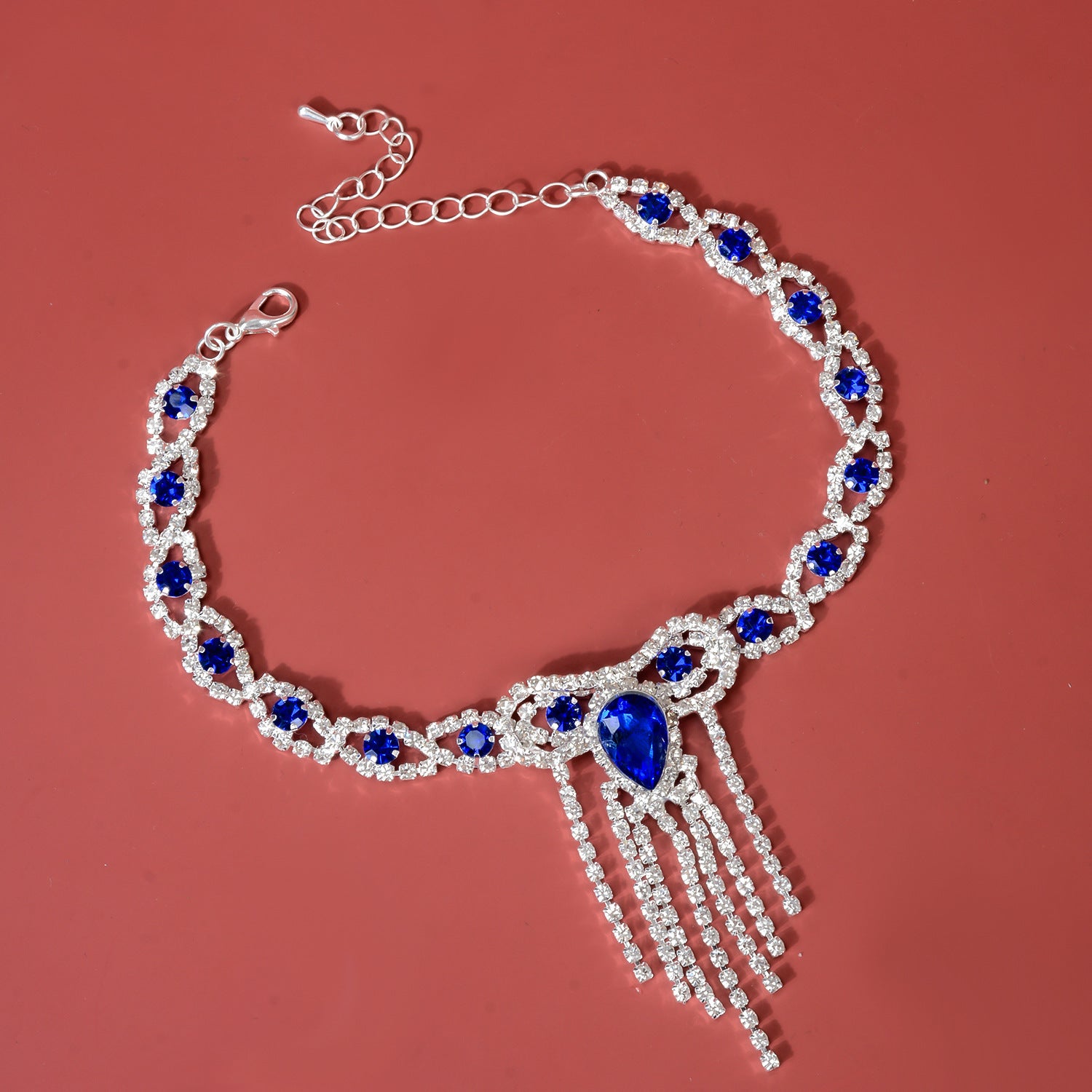 Fashion Fashion Style Tassel Blue Rhinestone Anklet - Steellady