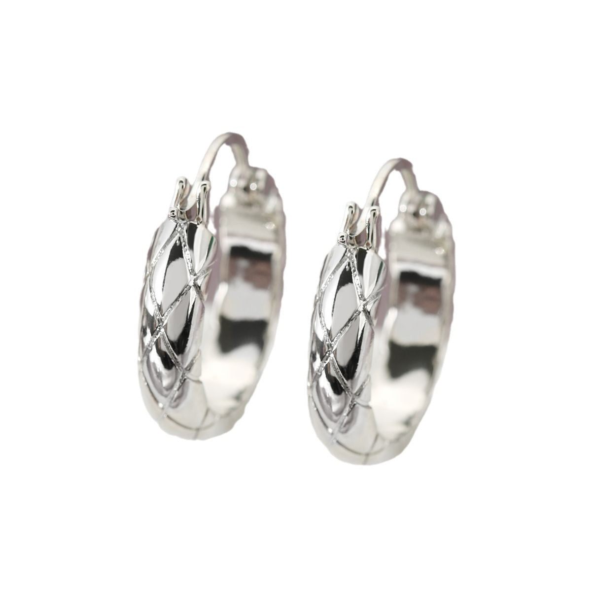 Cross-border European And American Stylish Glossy Diamond Plaid Earrings - Steellady