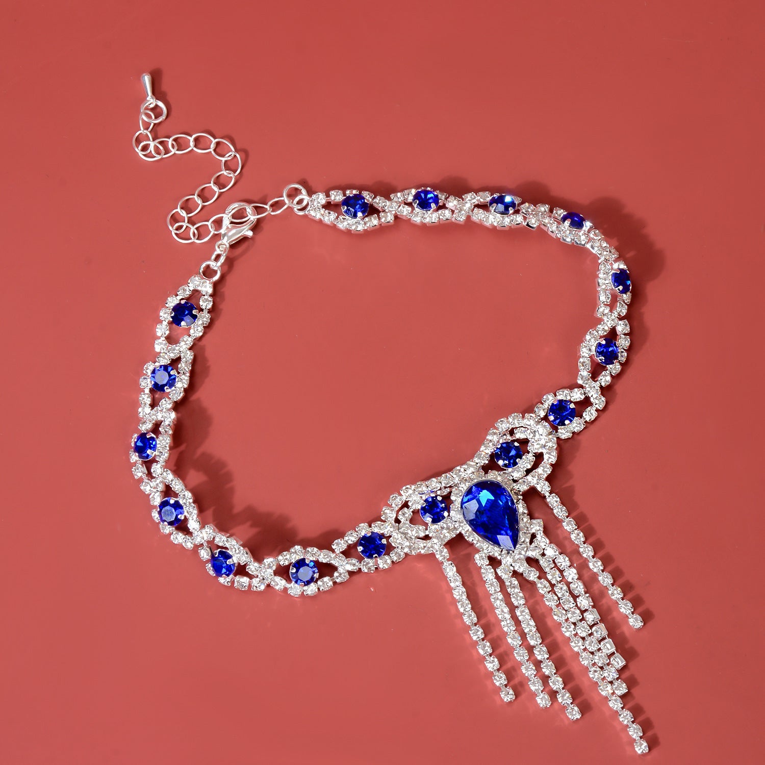 Fashion Fashion Style Tassel Blue Rhinestone Anklet - Steellady