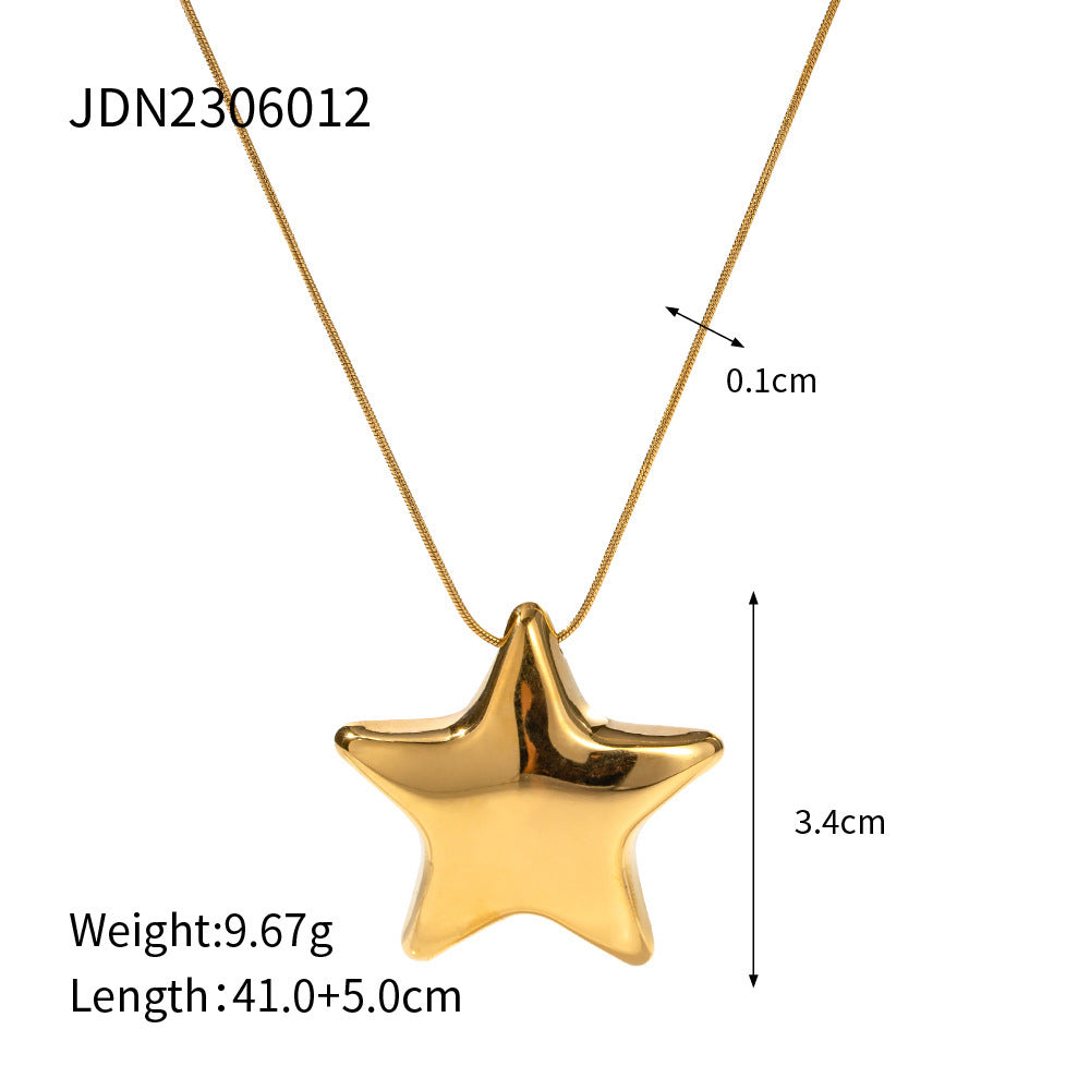 New 18K Gold-plated Necklace Jewelry Stainless Steel Five-pointed Star - Steellady