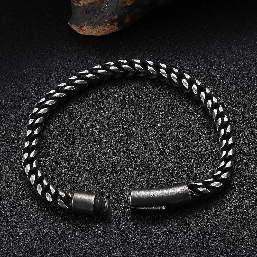 Men's Stainless Steel Round Mill Simple Fashion Titanium Steel Vintage Bracelet - Steellady