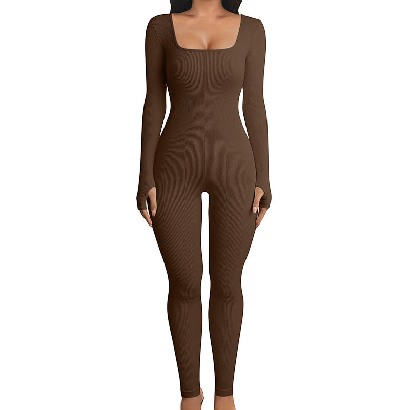 Seamless Jumpsuit Long Sleeve Shapewear Hip Lift Yoga Jumpsuit Sports Jumpsuit Bodysuits - Steellady