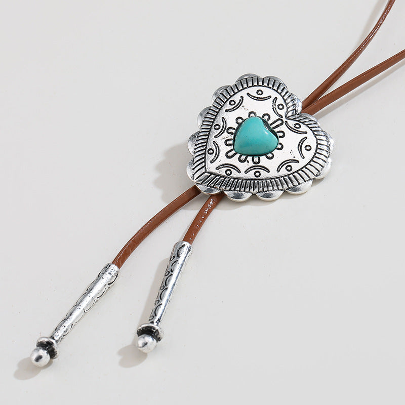 European And American Retro Turquoise Cross Necklace - Steellady