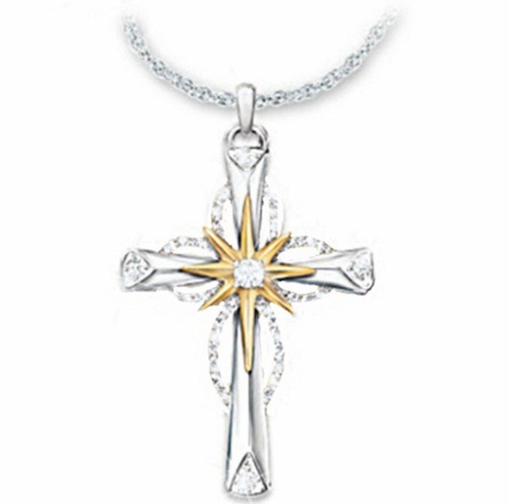 Octagonal Star Cross Alloy Pendant - Steellady