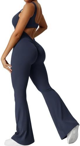 Women Sleeveless Flare Jumpsuits Fitness Yoga Long Pants - Steellady