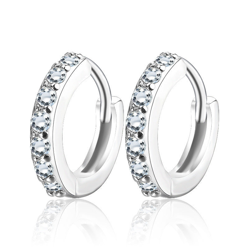 S925 Sterling Silver Needle Single Row Diamond Earrings For Women - Steellady