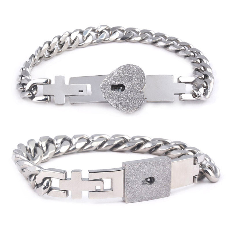 Fashion Jewelry Titanium Steel Couple Love Lock, Bracelet, Key Set, Necklace - Steellady