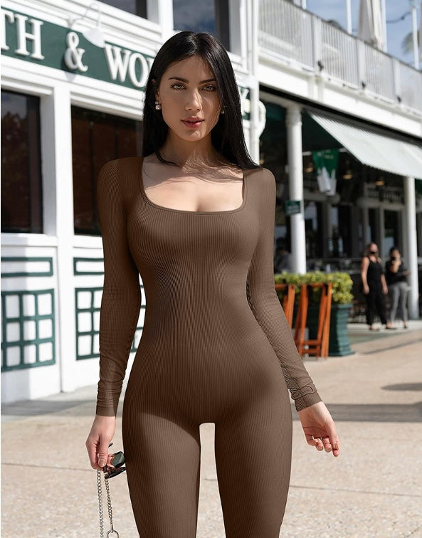 Seamless Jumpsuit Long Sleeve Shapewear Hip Lift Yoga Jumpsuit Sports Jumpsuit Bodysuits - Steellady