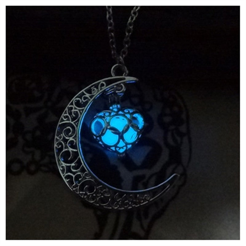 Glowing Pendant Necklaces Silver Plated Chain Necklaces - Steellady