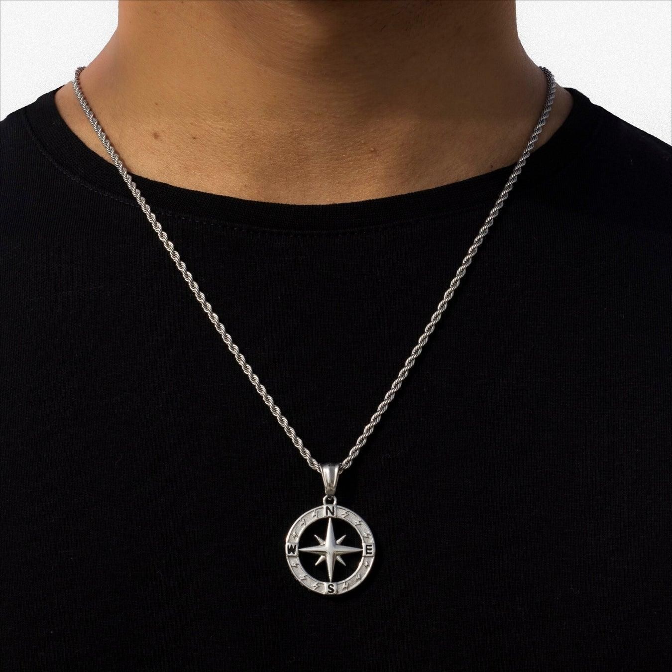 Stainless Steel Compass Circular Necklace - Steellady