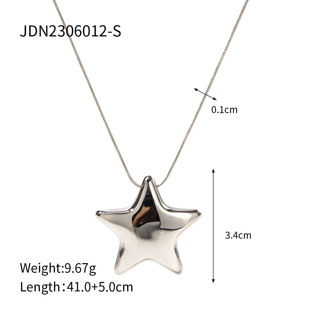 New 18K Gold-plated Necklace Jewelry Stainless Steel Five-pointed Star - Steellady