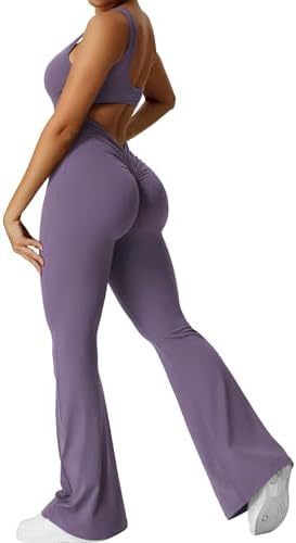 Women Sleeveless Flare Jumpsuits Fitness Yoga Long Pants - Steellady