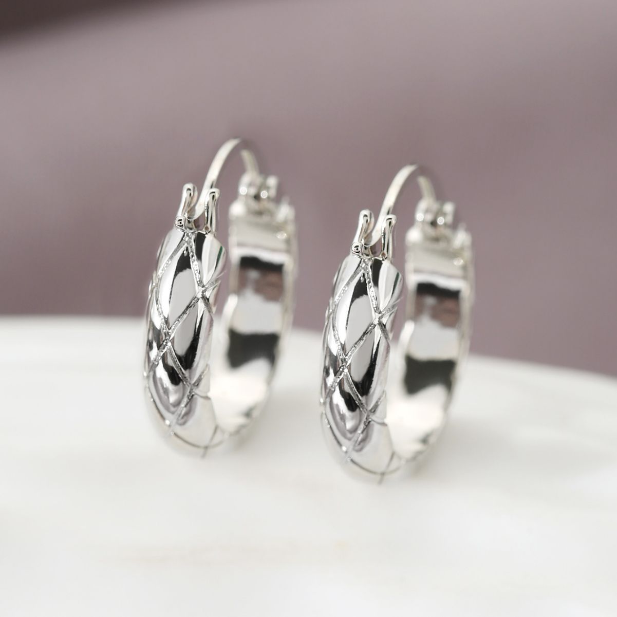 Cross-border European And American Stylish Glossy Diamond Plaid Earrings - Steellady