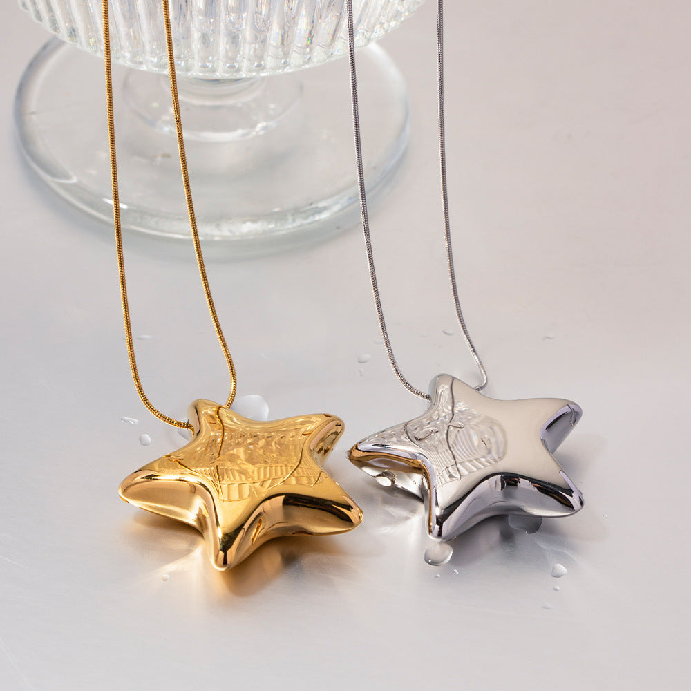 New 18K Gold-plated Necklace Jewelry Stainless Steel Five-pointed Star - Steellady