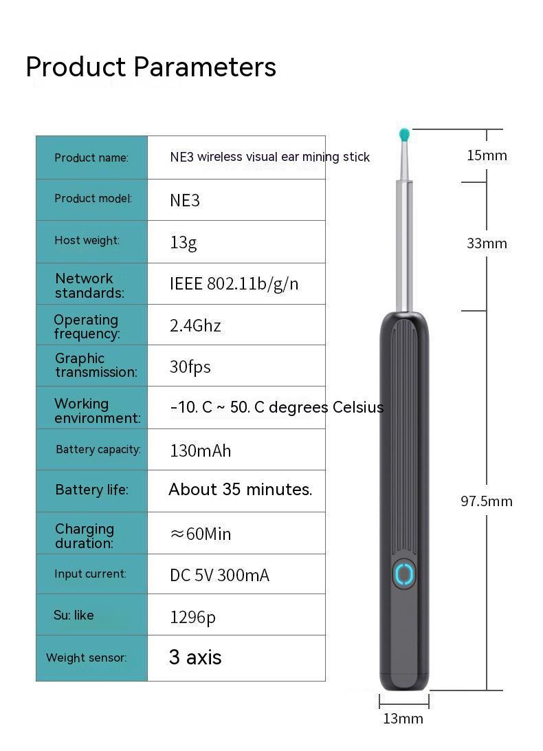 Wireless Smart HD Endoscope Luminous Ear Pick Ear Picking Tools - Steellady