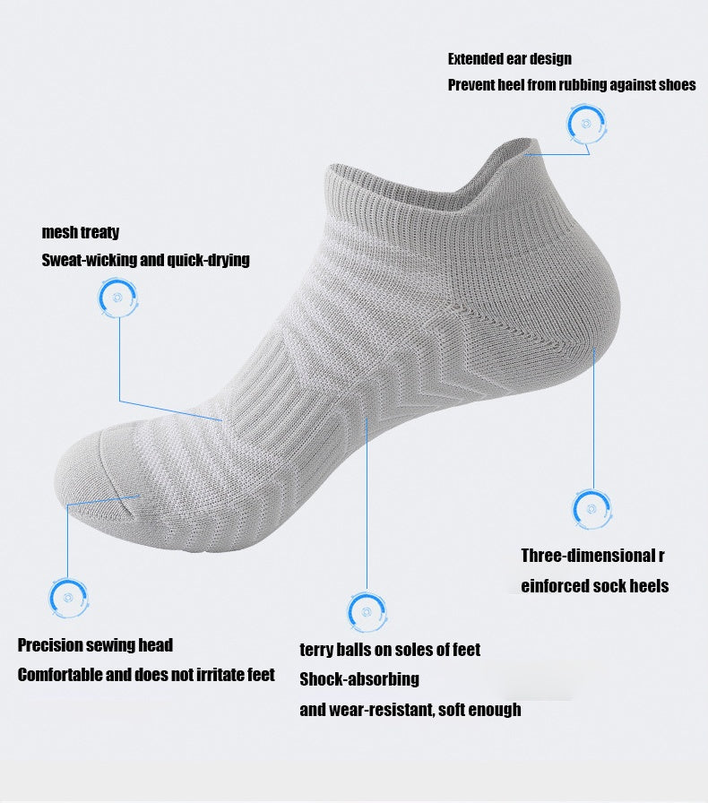 3 Pairs Men Low Athletic Socks Cushion Running Socks Performance Breathable Crew Socks Outdoor Sports Socks - Steellady