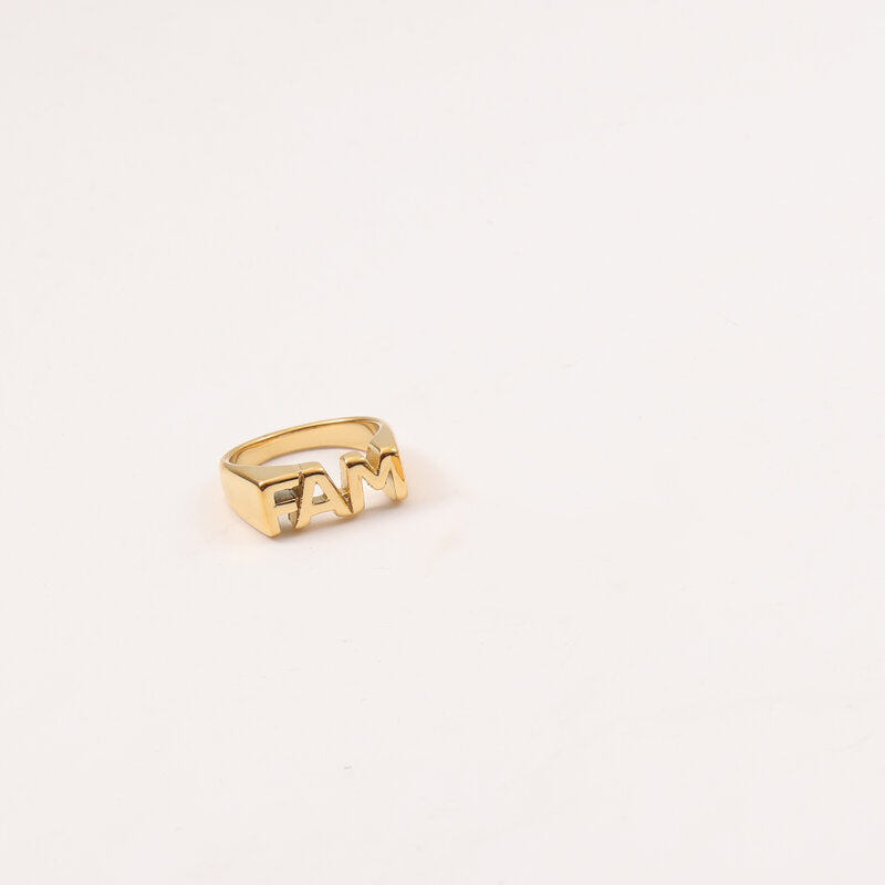 Letter Seal Titanium Steel Plating 18K Gold Ring - Steellady