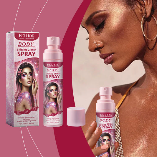 Eelhoe Stage Makeup Glitter Spray Facial Clavicle Brightening Glitter Natural Stereoscopic Long-Lasting Highlighter Spray - Steellady