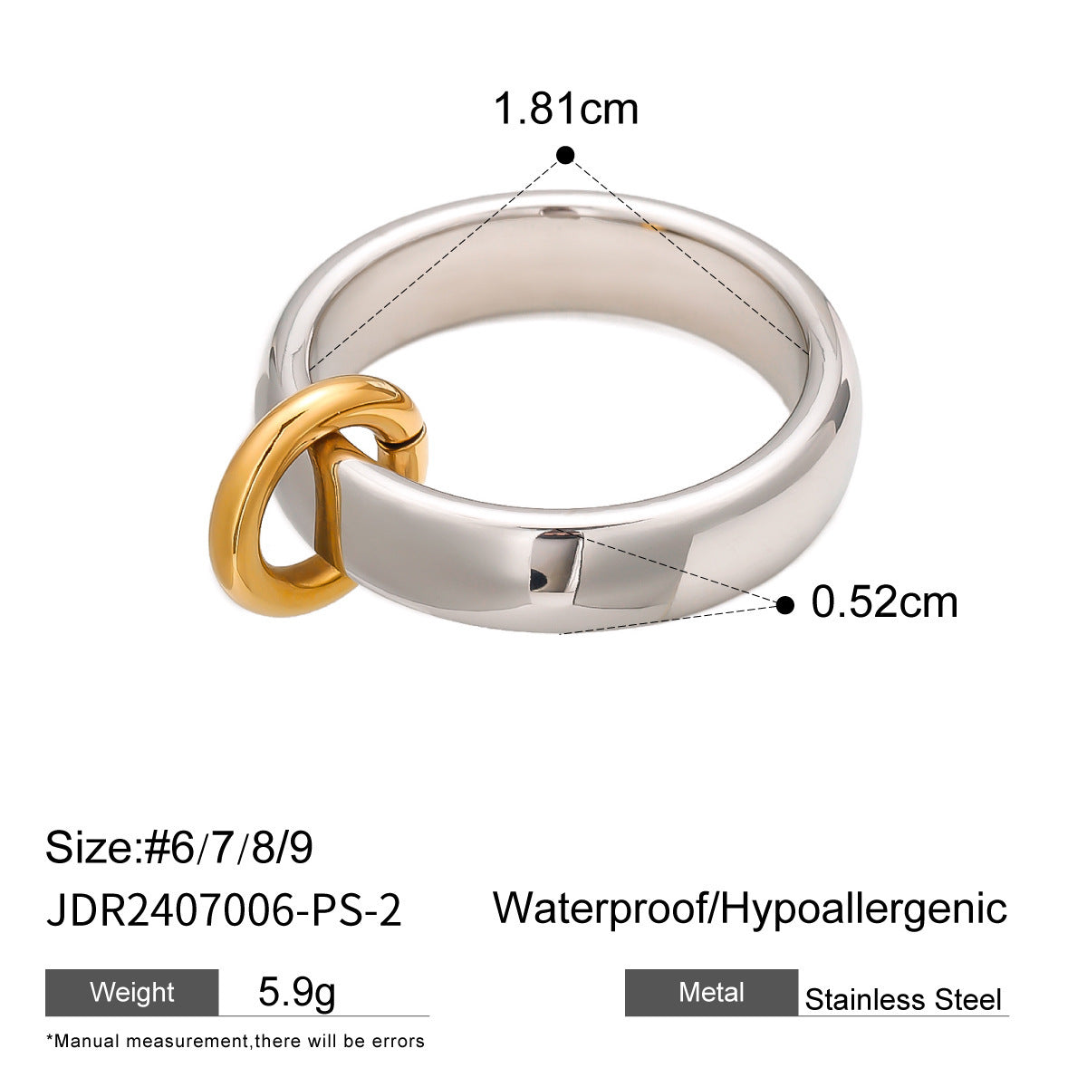 Color Matching Stainless Steel Ring Niche Exaggeration - Steellady