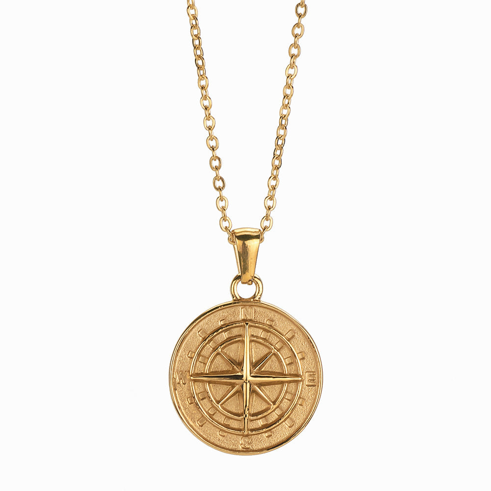 Stainless Steel Compass Circular Necklace - Steellady