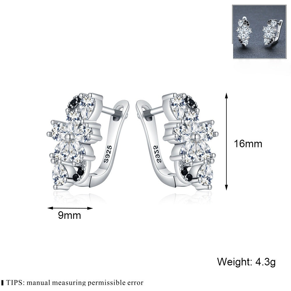 Sweet Cool Style Flower Zircon Ear Studs Female Christmas Creative Style - Steellady