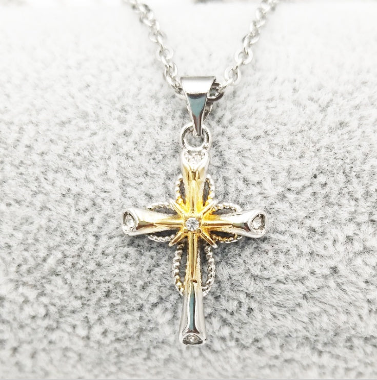 Octagonal Star Cross Alloy Pendant - Steellady