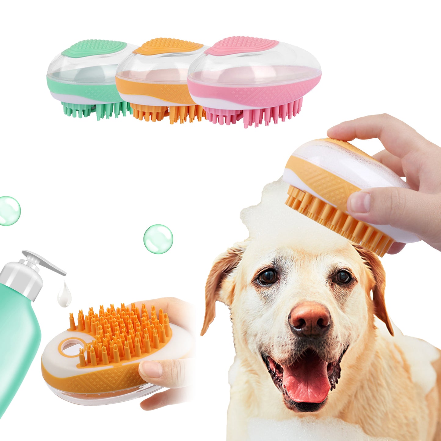 Dog Cat Bath Brush 2-in-1 Pet SPA Massage Comb Soft Silicone Pets Shower Hair Grooming Cmob Dog Cleaning Tool Pet Products - Steellady