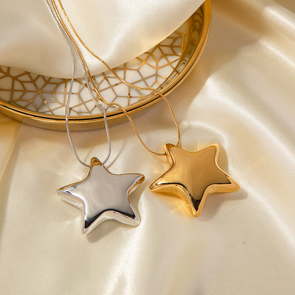 New 18K Gold-plated Necklace Jewelry Stainless Steel Five-pointed Star - Steellady