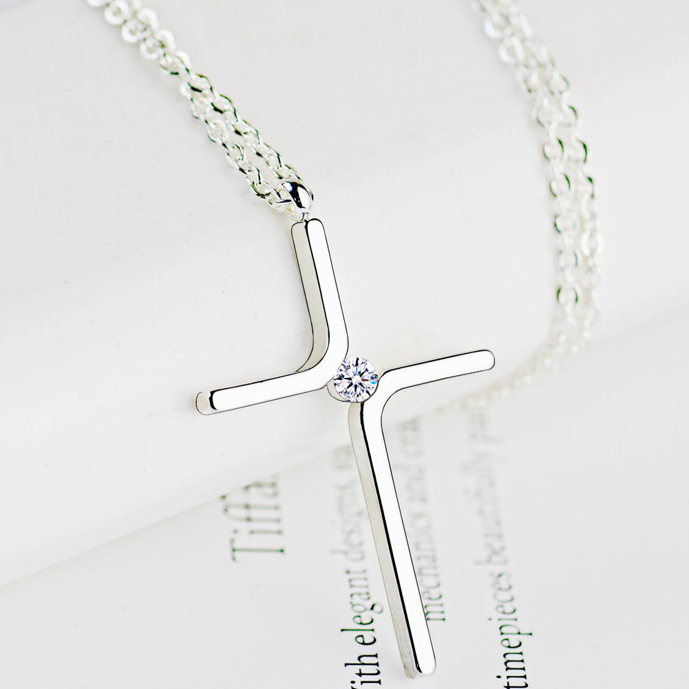 Cross Pendant New Simple Necklace Titanium Steel Plating - Steellady