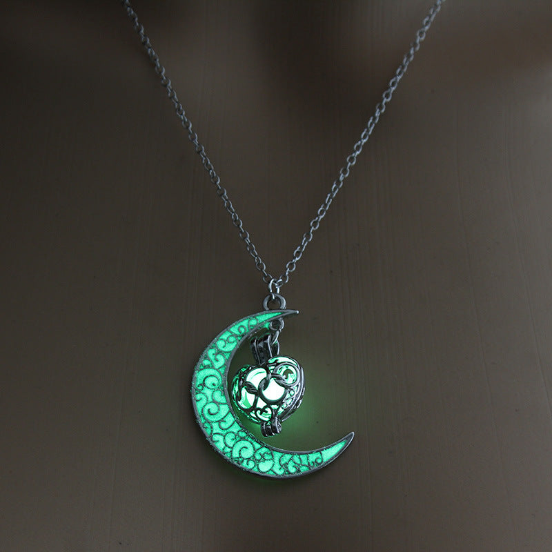 Glowing Pendant Necklaces Silver Plated Chain Necklaces - Steellady