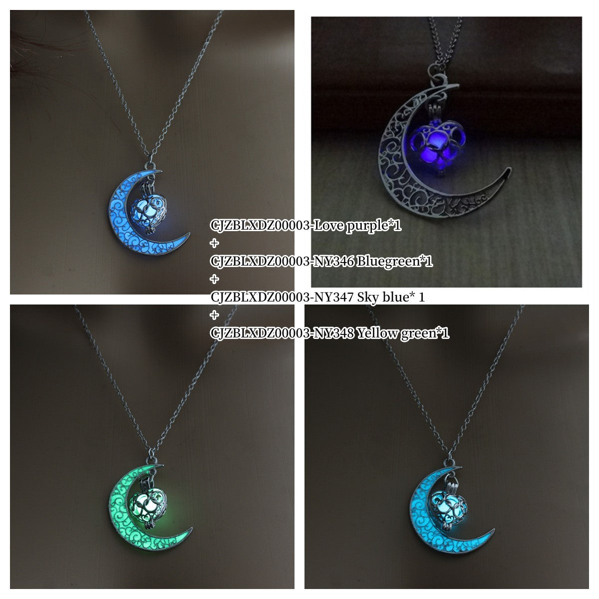 Glowing Pendant Necklaces Silver Plated Chain Necklaces - Steellady